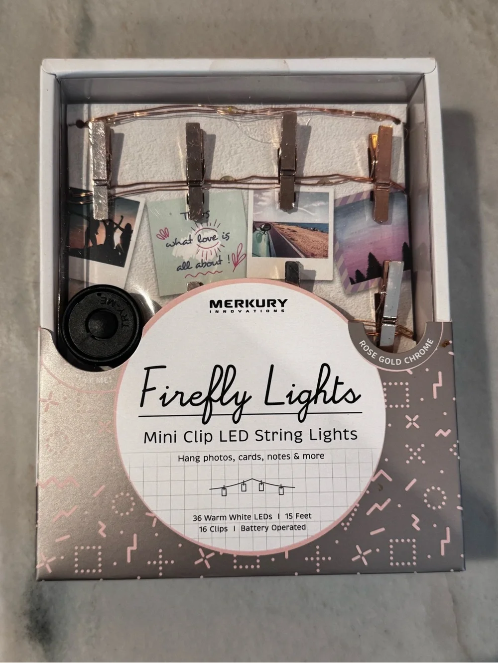 NEW Firefly Lights Mini Clip LED String Lights - Rose Gold Chrome